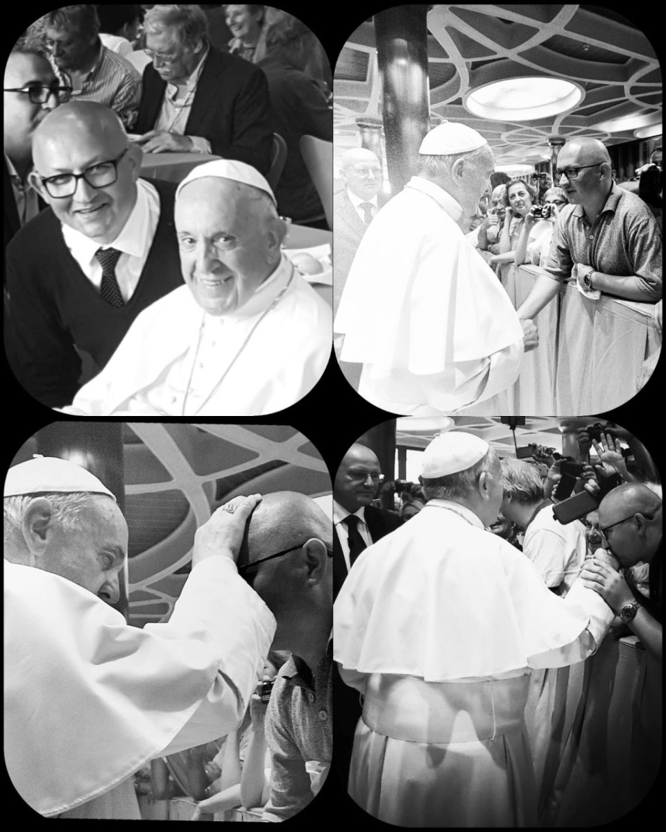 Przemysław Landowski i jego spotkania z papieżem Franciszkiem. Fot. Archiwum prywatne.