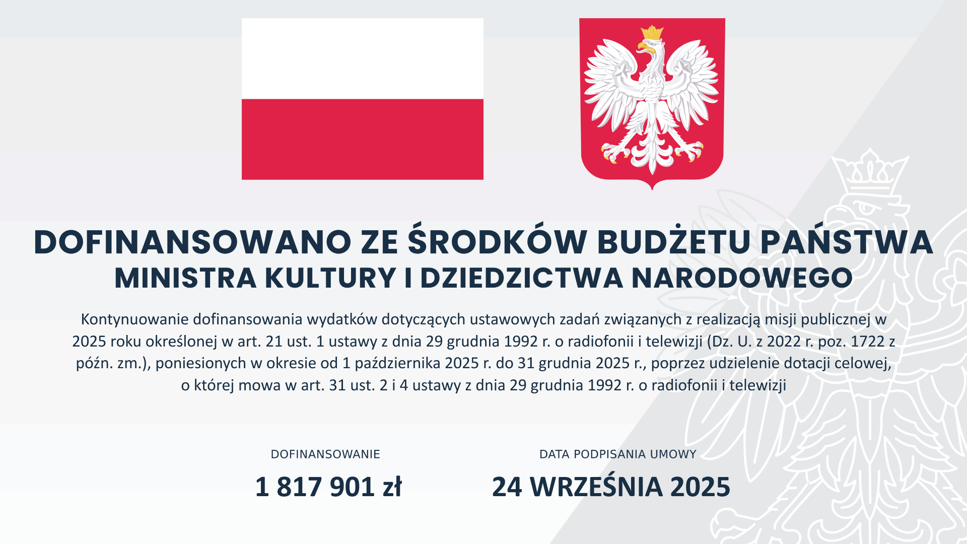 Dofinansowanie Polskiego Radia Szczecin SA w likwidacji ze środków Ministerstwa Kultury i Dziedzictwa Narodowego