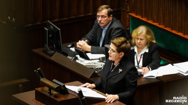 Expose premier Beaty Szydło. Fot. Konrad Nowak [Radio Szczecin] Premier przedstawiła zadania na pierwsze sto dni rządu [WIDEO, ZDJĘCIA]
