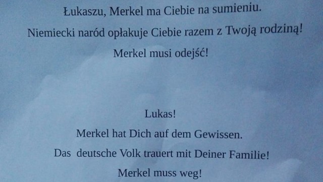 Łukaszu, Merkel ma Ciebie na sumieniu - tajemnicze ulotki w Lubieszynie