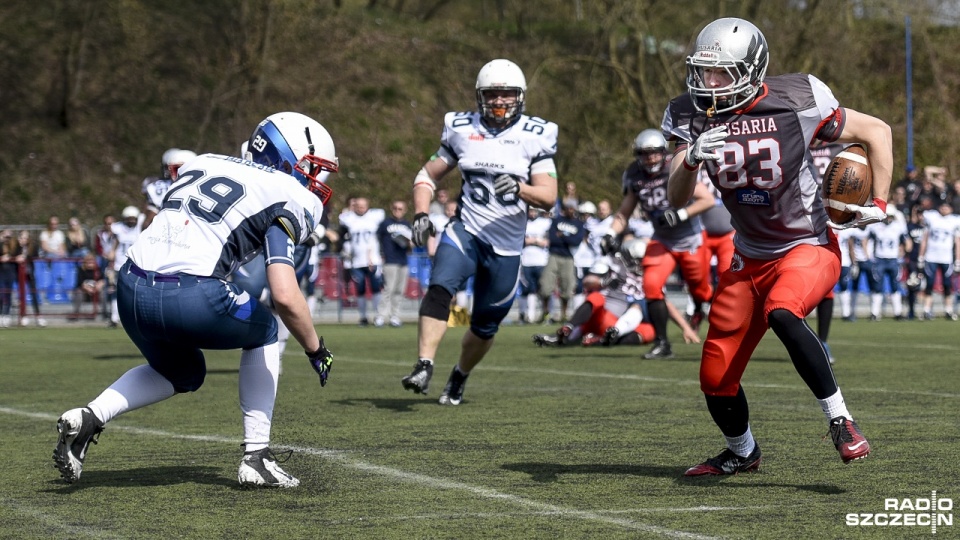 Husaria Szczecin (różowe spodenki) - Sharks Warszawa 24:6. Fot. Jarosław Gaszyński [Radio Szczecin]