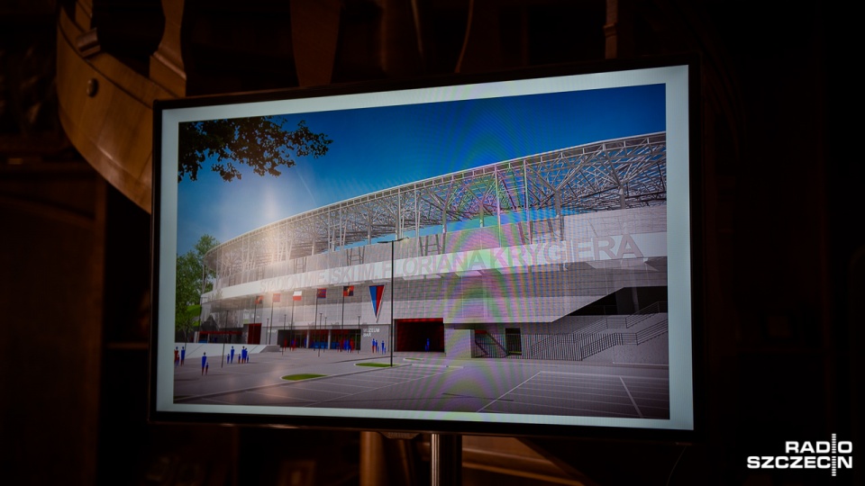Projekt stadionu Pogoni Szczecin po przebudowie. Fot. Konrad Nowak [Radio Szczecin]
