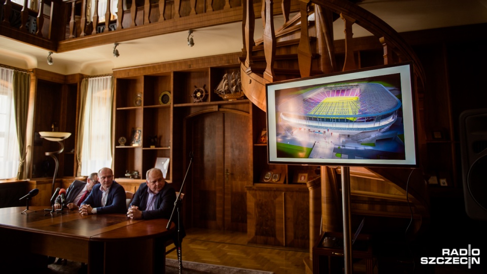 Projekt stadionu Pogoni Szczecin po przebudowie. Fot. Konrad Nowak [Radio Szczecin]