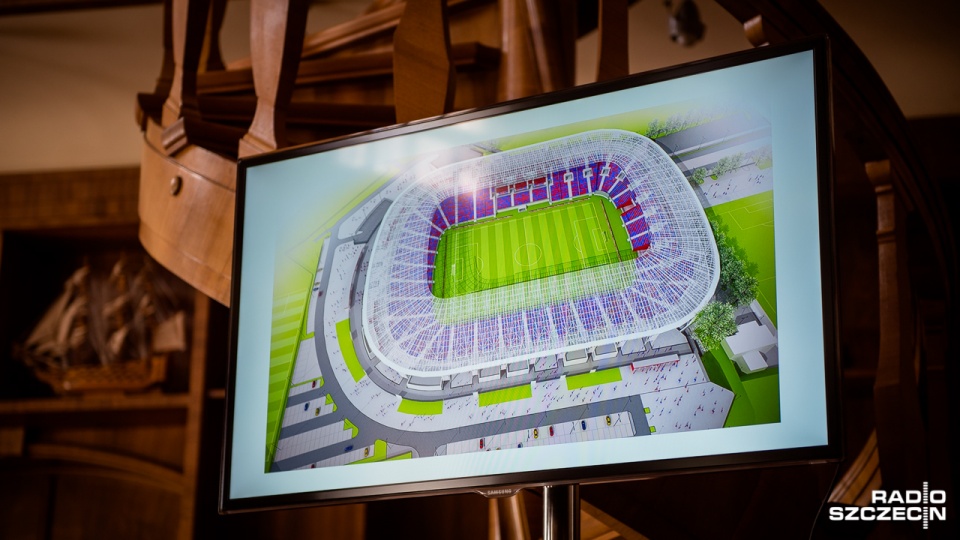 Projekt stadionu Pogoni Szczecin po przebudowie. Fot. Konrad Nowak [Radio Szczecin]