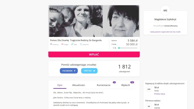 Nadal czekam aż przyjdą do drzwi. Rodzina ofiar ze Stargardu prosi o pomoc