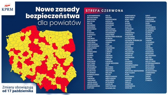152 powiaty w czerwonej strefie