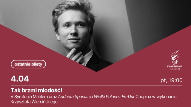 Krzysztof Wierciński – pianista. Fot. Radosław Kaźmierczak [Materiały prasowe Filharmonii w Szczecinie] Krzysztof Wierciński i Rafał Janiak z Orkiestrą UMFC w Złotej Sali Filharmonii