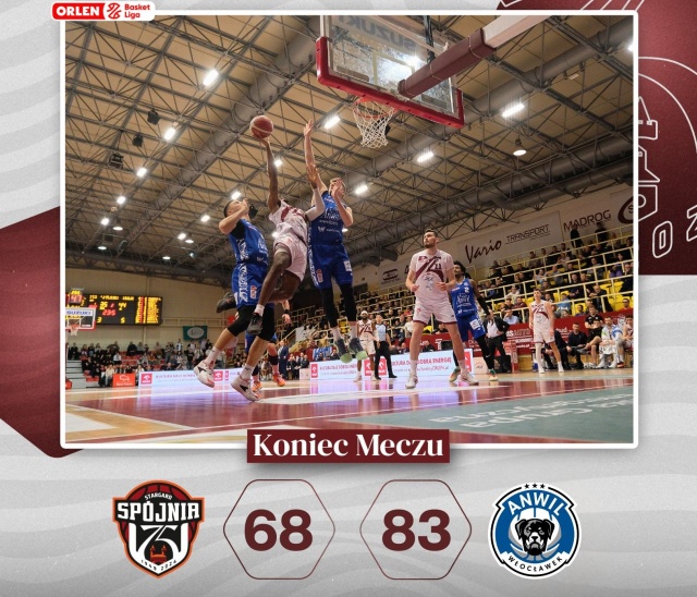 Lider tabeli nie pozostawił złudzeń w Stargardzie - Spójnia przegrała z Anwilem 68-83.