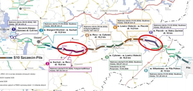 Generalna Dyrekcja Dróg Krajowych i Autostrad złożyła wnioski o wydanie decyzji na zezwolenie realizacji inwestycji drogowej dla dwóch odcinków drogi ekspresowej S10 pomiędzy Szczecinem i Wałczem.