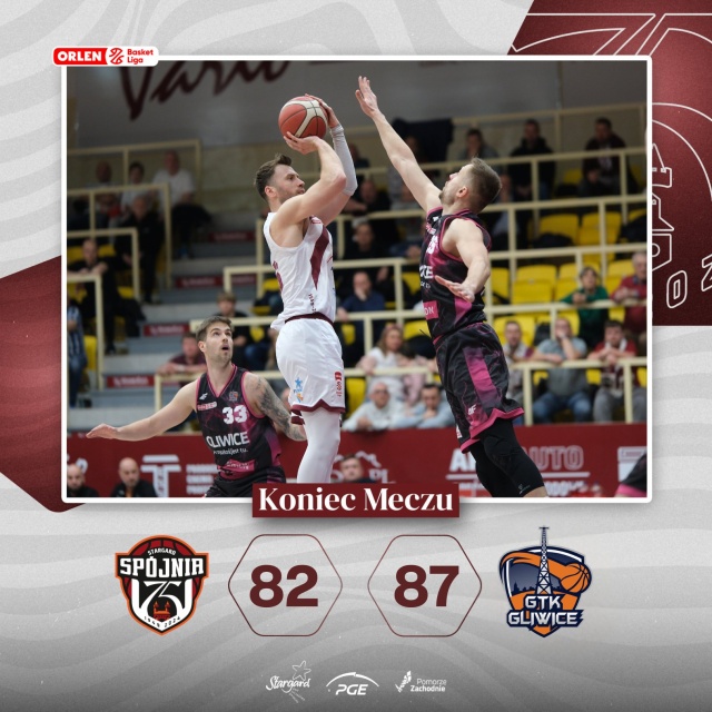 Dla koszykarzy PGE Spójni to mógł być kluczowy mecz w walce o utrzymanie w Orlen Basket Lidze. Stargardzianie mierzyli się z GTK Gliwice w 23. kolejce rozgrywek. Przegrali 82:87.