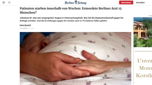 Co najmniej 15 pacjentów zabił lekarz z Berlina. Tamtejsza prokuratura zaktualizowała zarzuty przeciw medykowi, który - jak twierdzą śledczy - uśmiercał seniorów dla samej przyjemności zabijania.