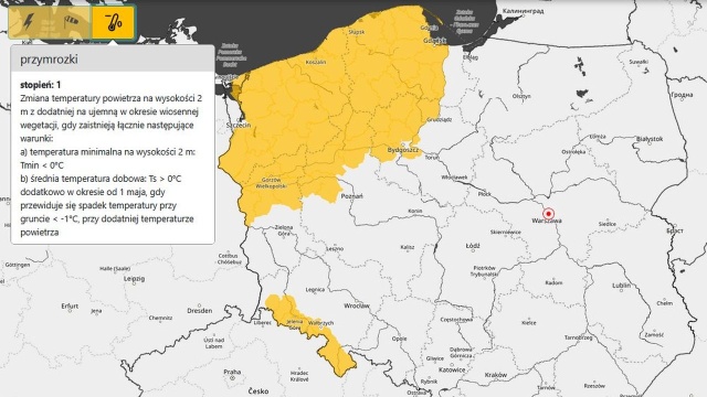 Instytut Meteorologii i Gospodarki Wodnej ostrzega przed nocnymi przymrozkami.
